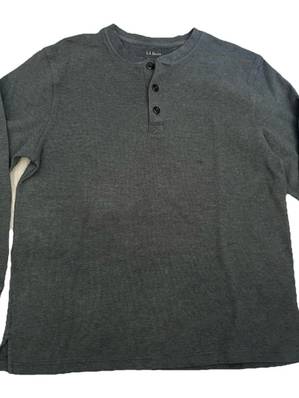 Men’s LL Bean Charcoal Grey Long Sleeve Henley Size Large